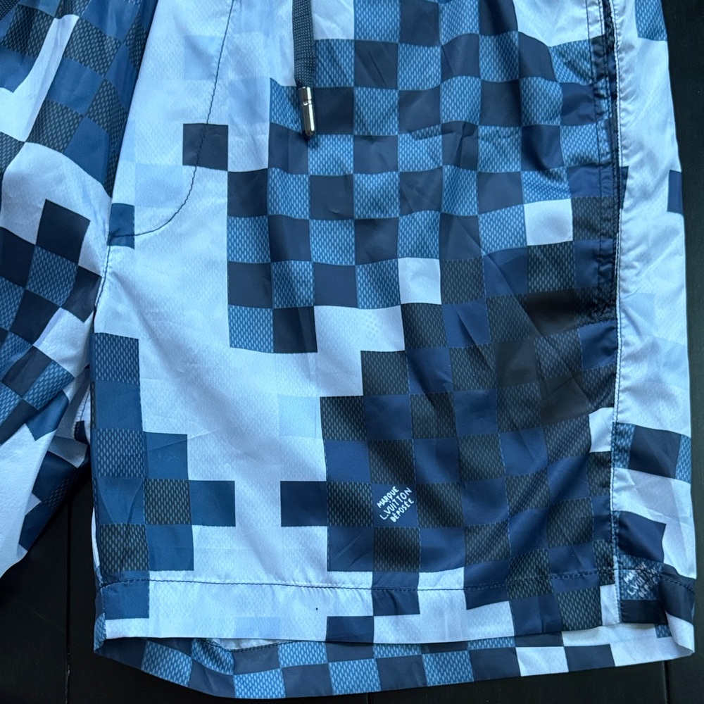 Louis Vuitton Blue Checkered Swim Trunks - Picture 2 of 16